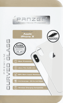 Panzer iPhone X, Curved Silicate Glass Back, Silver