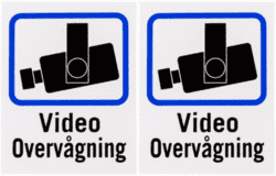 "Video Overvågning" plastik skilt, 8x10 cm. - 2 stk.