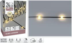 Batteri string lyskæde med 24 varmhvide LED