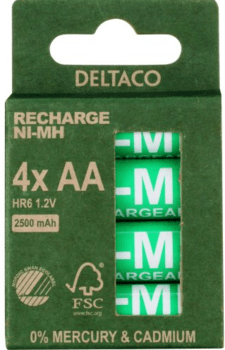 Deltaco Ultimate Ni-Mh recharge, AA, 2500mAh, 4-pk