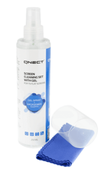 Qnect Cleaning skærmrens, Gel 250 ml + mikrofiber
