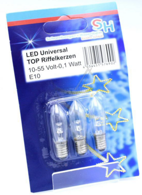 LED pærer til julebelysning, E10, 0,1W, 10-55V