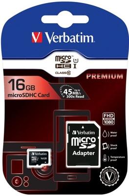 Verbatim Micro-SDHC 16 GB inkl. SD-adapter