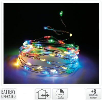 Batteri lyskæde med 80 multicolor LED - udendørs