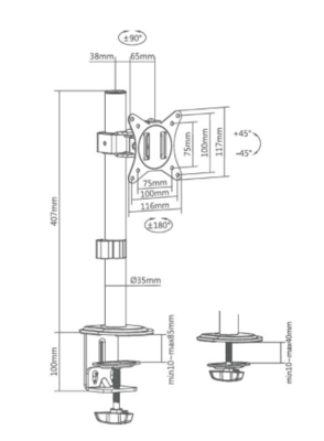 Superior monitor beslag, 1 skærm