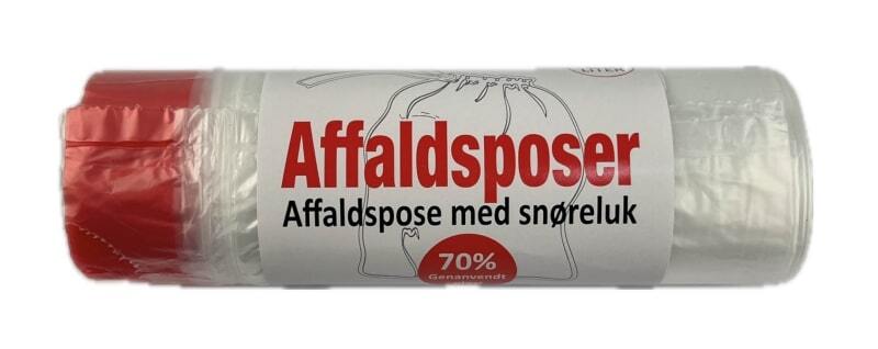 Affaldsposer træk og luk, 20 liter - transparent