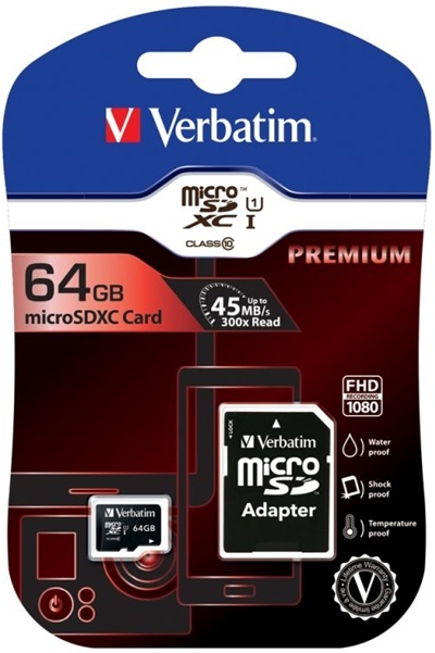 Verbatim Micro-SDXC 64 GB inkl. SD-adapter