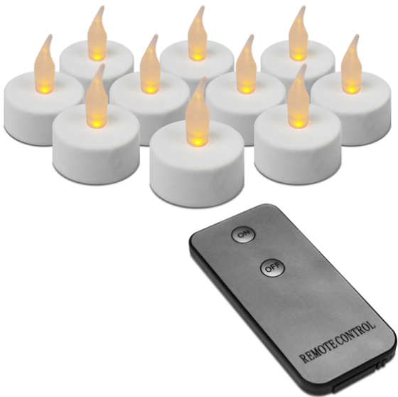 LED fyrfadslys 10 styk med fjernbetjening