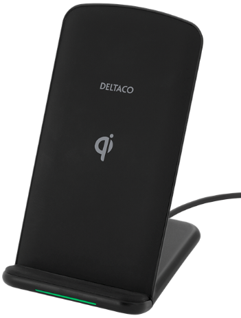 DELTACO Hurtigoplader, vinklet stativ, 10W, Qi 1.2.4 - Sort