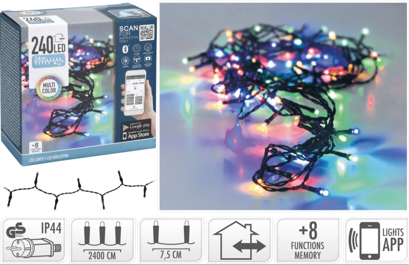 LED lyskæde med 240 multicolor LED, APP styret