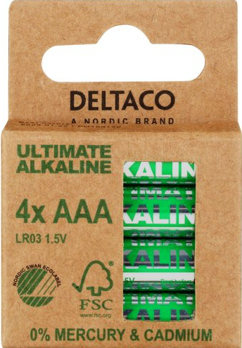 Deltaco Ultimate Alkaline AAA - 4 stk