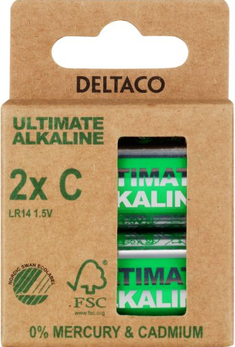 Deltaco Ultimate Alkaline C - 2 stk