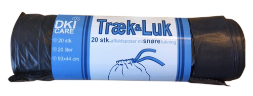 Affaldsposer træk og luk, 20 liter