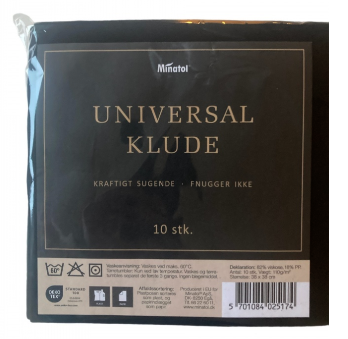 Universalklude - Sort - 10 stk – 38 x 38 cm