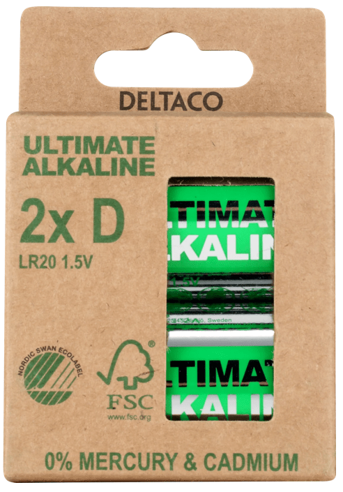 Deltaco Ultimate Alkaline D - 2 stk