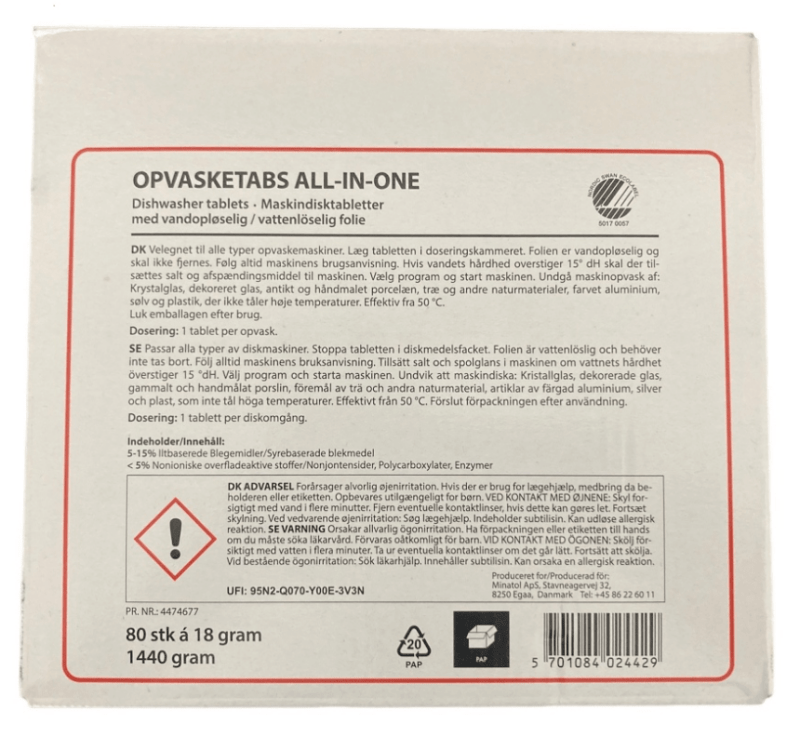 All-in-one opvasketabs, svanemærket - 80 stk