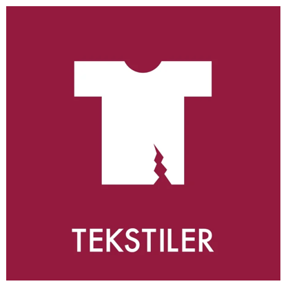 Piktogram "TEKSTILAFFALD", rød - 10,5 x 10,5 cm