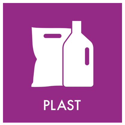 Piktogram "PLAST", lilla - 10,5 x 10,5 cm