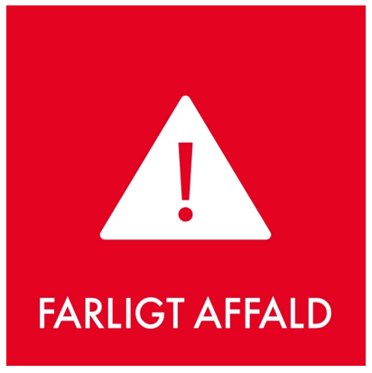 Piktogram "FARLIGT AFFALD", rød - 10,5 x 10,5 cm